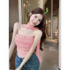 批发已出货 气质性感抹胸上衣鱼骨背心女夏<b class='q'>不规则</b>裹胸雪纺设计感小衫