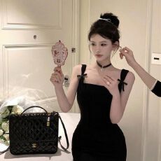 批发已出货 新款小个子辣妹蝴蝶结背包短裙显瘦法式裙子女