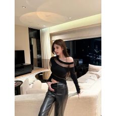 批发已出货 美式辣妹风斜肩<b class='q'>网纱</b>镂空女<b class='q'>上衣</b>