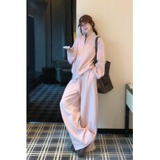 批发已出货 休闲运动套装女春<b class='q'>秋</b>季宽松显瘦半拉链卫衣长裤两件套