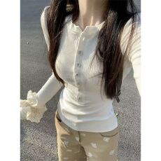 批发已出货 白色打底衫女春<b class='q'>秋</b>新款内搭短款上衣修身显瘦百搭小衫T恤