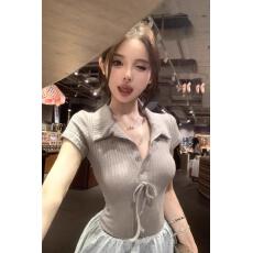 批发已出货 针织拼接连衣裙女夏季小个子蓬蓬裙收腰减龄短裙子