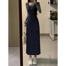 批发已出货 碎花连衣裙子女2024新款秋<b class='q'>冬</b>季韩系穿搭法式气质长裙套装