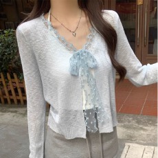 批发已出货 防晒小外套女夏季2025<b class='q'>甜美</b>拼接蕾丝绑带薄款开衫潮