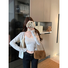 批发已出货 长袖蕾丝开衫女<b class='q'>冬</b>季纯欲套装蝴蝶结内搭吊带背心两件套