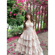 批发已出货 气质蕾丝小飞袖连衣裙女夏季高级感甜美收腰显瘦蛋糕裙子