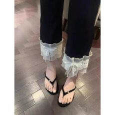 批发已出货 白色花边直筒裤女松紧腰弹力打底铅笔裤<b class='q'>九分裤</b>