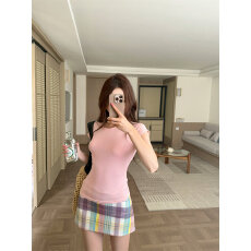 批发已出货 260克人棉韩系温柔甜辣风圆领短袖T恤女夏季新款修身高弹