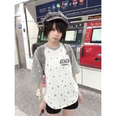 批发辣妹风<b class='q'>时尚</b>百搭宅萌轻亚满印短袖T恤女宽松显瘦上衣