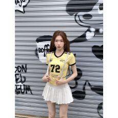 批发运动少女系列球衣短袖<b class='q'>t</b><b class='q'>恤</b>短款V领字母印花上衣