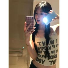 批发美式复古小吊带背心女夏季修身显瘦甜辣妹高<b class='q'>街头</b>短款上衣