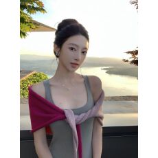 批发撞色叠穿<b class='q'>针织衫</b>披肩女2026夏季新款气质时尚百搭休闲上衣女