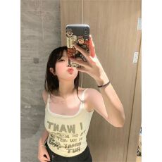 批发复古<b class='q'>街头</b>辣妹简约短款吊带女夏修身纯欲别致无袖背心