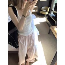 批发美式复古红色背心修身方领针织<b class='q'>打底衫</b>无袖上衣