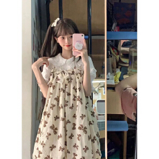 批发已出货 娃娃领上衣衬衫蝴蝶结吊带碎花蓬蓬公主<b class='q'>连衣裙</b>