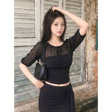 批发已出货 美式复古简约<b class='q'>通勤</b>日常短袖T恤女