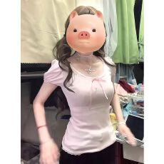 批发已出货 纯欲甜辣妹蕾丝修身独特绝美上衣