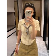 批发老钱风镂空针织衫女夏薄款Polo领百搭<b class='q'>短袖</b><b class='q'>T</b><b class='q'>恤</b>上衣