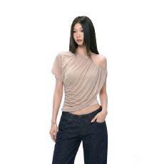 批发斜肩上衣性感露肩辣妹纯欲夏季显瘦<b class='q'>短袖</b><b class='q'>女</b>t恤