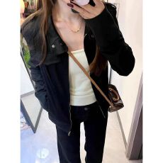批发美式辣妹风立领短款<b class='q'>夹克</b>外套女秋冬气质时尚显瘦百搭拉链开衫上