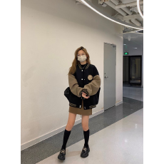 批发慵懒风棒球服外套女秋冬季加绒加厚复古宽松休闲开衫卫衣ins潮