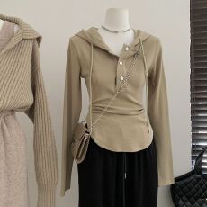 批发连帽长袖t恤女春秋新款<b class='q'>韩版</b>修身显瘦上衣<b class='q'>打底衫</b>潮卫衣 初秋上新