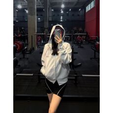 批发薄款 白金拉链+四针六线 后包领 卫衣女 秋款上新 简约风 复古风