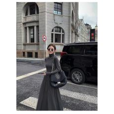 批发年法式赫本风短袖黑色连衣裙女夏季气质显瘦高级感收腰<b class='q'>长裙女</b>