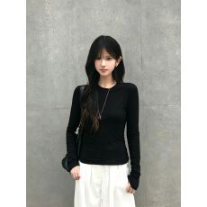 批发长袖t恤新款秋季修身<b class='q'>打底衫</b>设计感小众辣妹上衣 秋款上新 通勤风