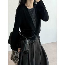 批发韩系穿搭撞色拼接V领<b class='q'>针织衫</b><b class='q'>女</b>秋季穿搭长袖慵懒风叠穿假两件上衣