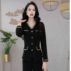 批发小香风黑色V领<b class='q'>时尚</b>修身装饰衬衫<b class='q'>外套</b>女2026年秋季新款衬衣上衣