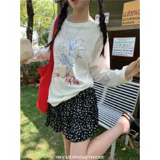 批发雪花亚麻 韩系T恤防晒罩衫女秋季新款印花<b class='q'>长袖</b>休闲宽松薄款上衣