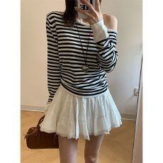 批发甜美学院风~蕾丝边白色半身裙女2025新款a字大裙摆三层蓬蓬<b class='q'>短裙</b>