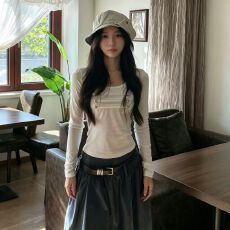 批发<b class='q'>街头</b>纯色长袖T恤女时尚修身显瘦潮流超好看上衣 2026秋季新款