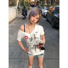 批发原版面料y2k亚文化v领正肩t恤女夏新款内搭短袖<b class='q'>修身</b>千禧辣妹上衣