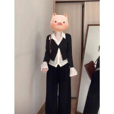 批发法式正肩假两件衬衫女秋季高级感长袖衬衣显瘦上新款百搭