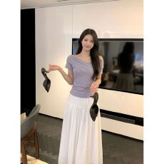 批发<b class='q'>不规则</b>交叉百搭独特掐腰上衣女新款时尚显瘦气质简约休闲