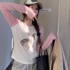 批发T恤女<b class='q'>夏</b>季韩系撞色圆领修身上新款百搭时尚显瘦气质简约