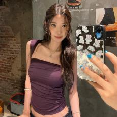 批发韩版复古纯欲风吊带背心女设计感小众修身显瘦上新款百搭