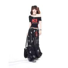 批发美式复工斜肩百搭字母纯欲辣妹短袖斜肩T恤女<b class='q'>夏</b>季修身显瘦上衣