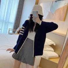 批发新款春季<b class='q'>韩版</b>百搭开衫上衣慵懒风经典条纹长袖毛衣外时尚