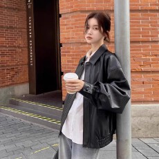 批发<b class='q'>秋</b>棕色皮衣外套女小个子港风复古美式皮夹美拉德机新款