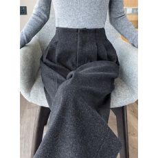批发大码胖高腰加厚保暖毛呢休闲裤<b class='q'>女</b>秋冬季显瘦直筒裤阔腿拖地长