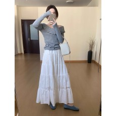 批发一字肩淑女细羊毛上衣秋季新款娃娃领荷叶边<b class='q'>甜美</b>衫百搭