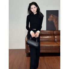 批发韩系纯色翻领长袖衫秋冬修身显瘦内搭打底上新款百搭时尚