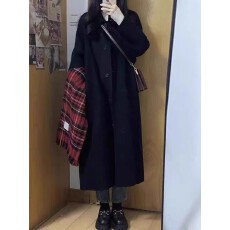 批发黑色大衣女毛呢外套秋<b class='q'>冬</b>季新款小百搭时尚显瘦气质简约