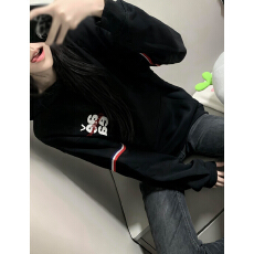批发薄款加刺绣后包领卫衣女新款百搭时尚显瘦气质简约休闲