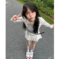 批发满天星已出货罗纹美式辣妹长袖t恤女新款小众百搭时尚