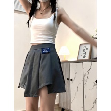 批发灰色不规则百褶裙女<b class='q'>夏</b>季新款设计感高腰显瘦JK裙子百搭