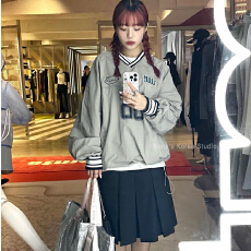 批发风衣金智妮明星同款卫衣nieeh刺绣棒球服球衣V新款